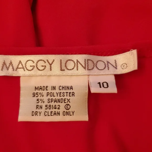 MAGGY LONDON RED DRAPE COWL NECK JERSEY DRESS ( SIZE 10) - Picture 5 of 5